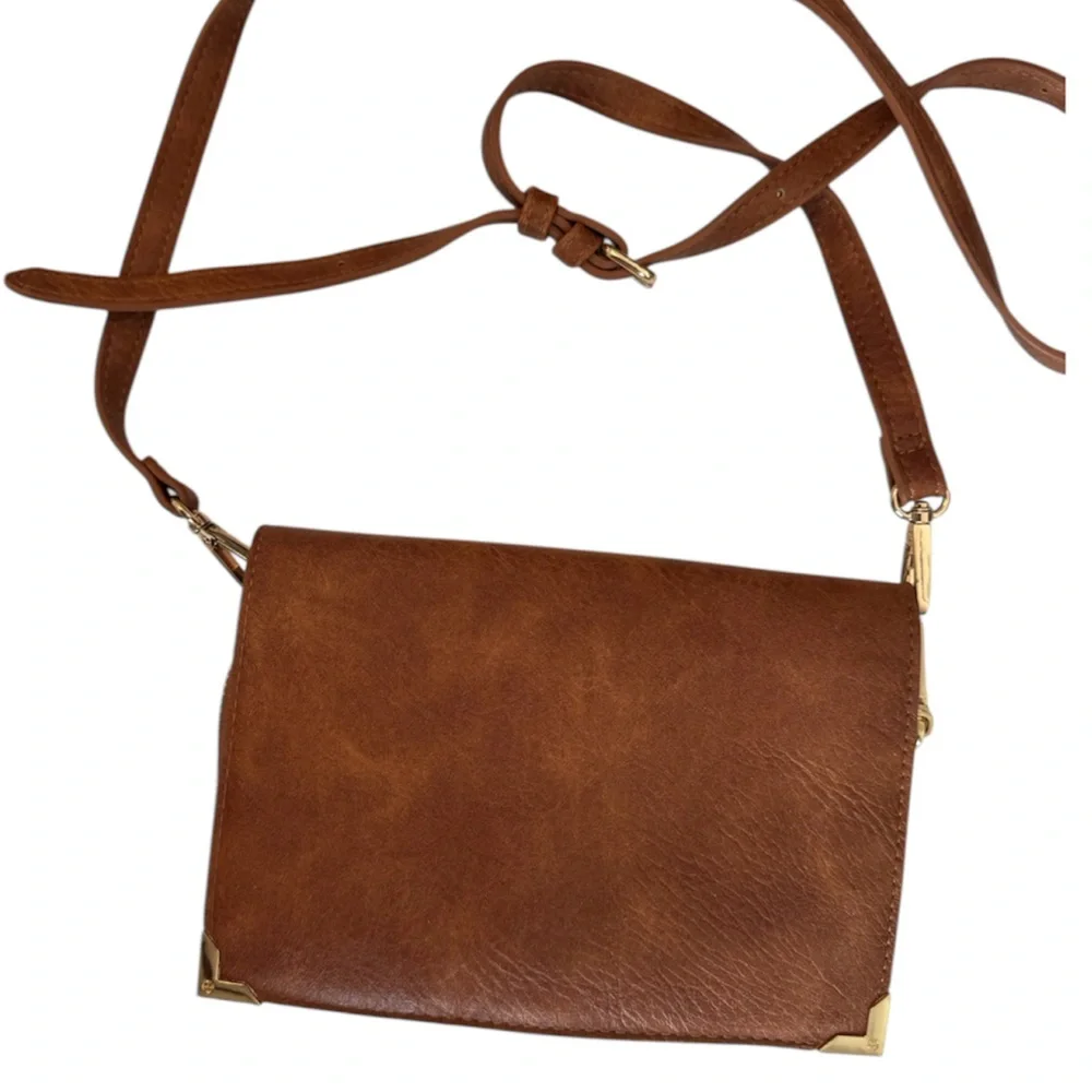 Urban Expressions Brown Faux Leather Crossbody Bag